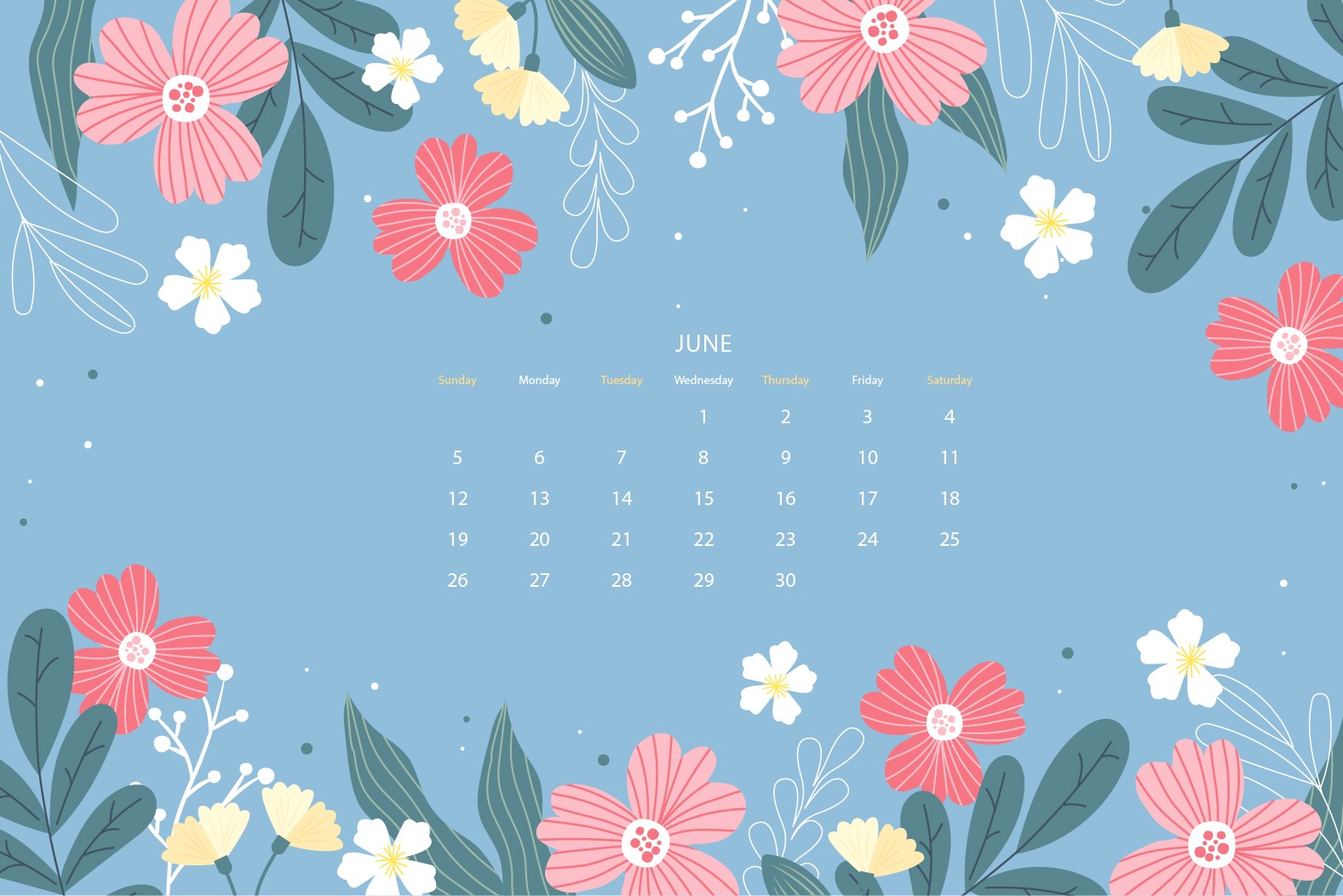 2022年6月花卉日历电脑桌面壁纸0
