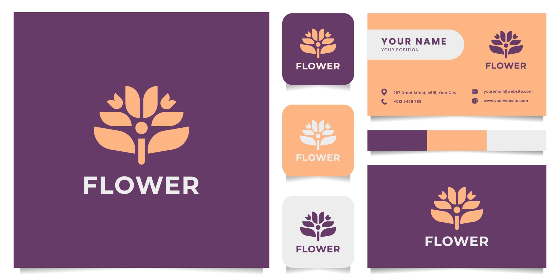花卉标志名片模板0