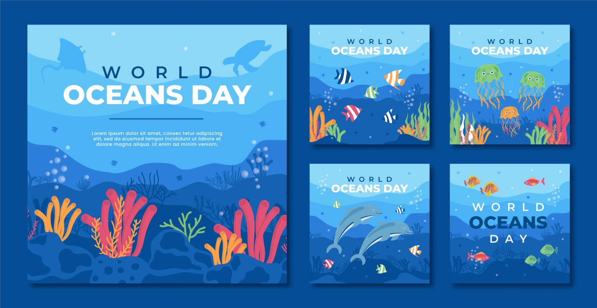 世界海洋日网络海报模板0