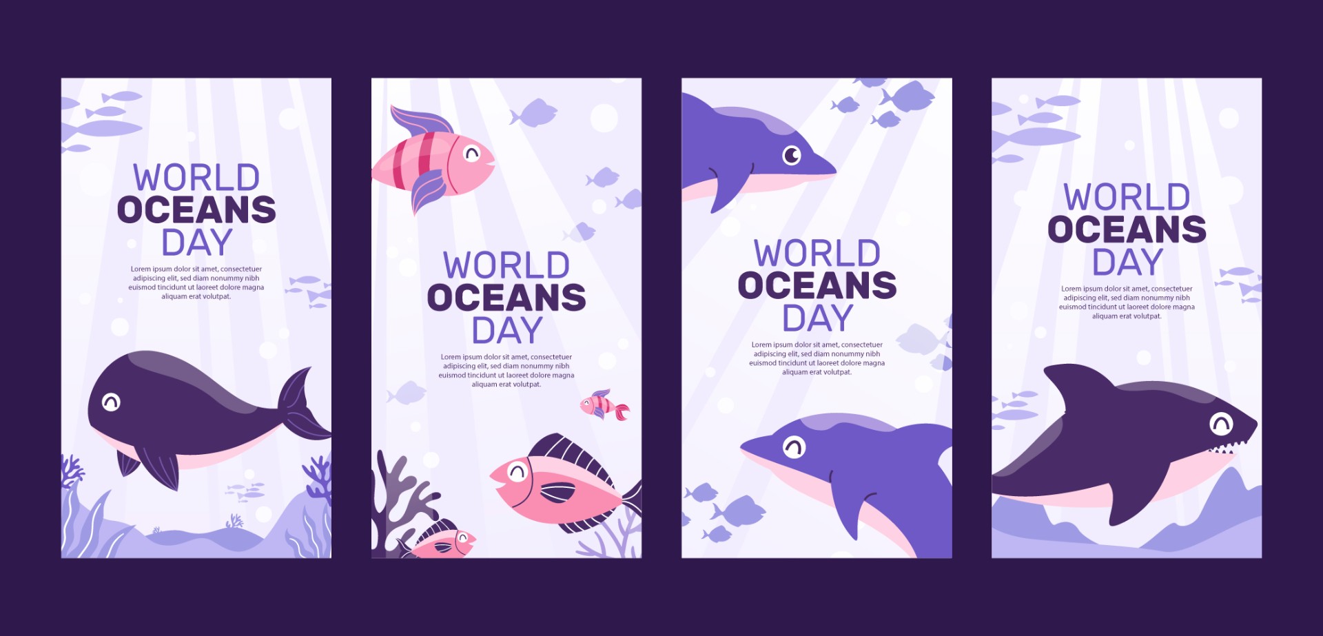 世界海洋日鱼类海报模板0