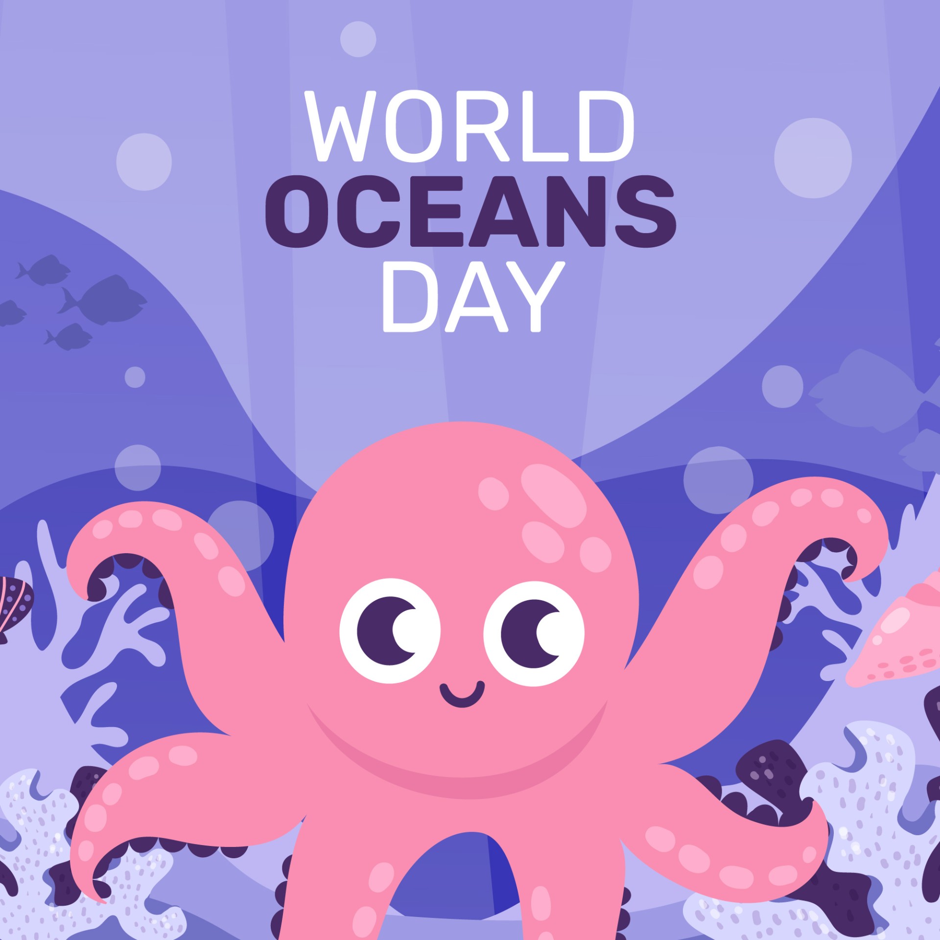 世界海洋日手绘章鱼插图0