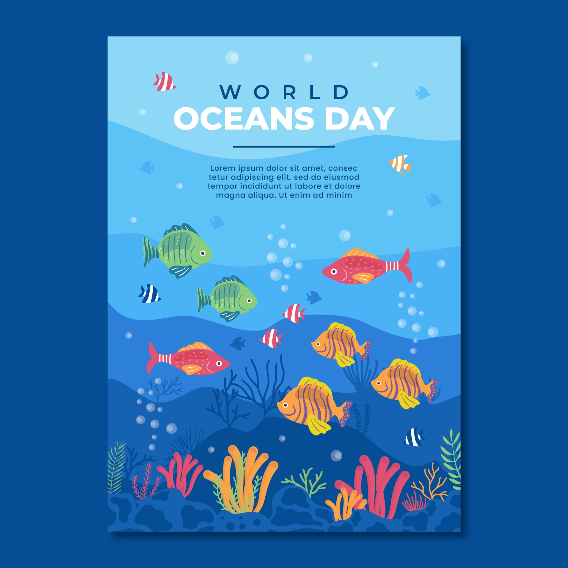 世界海洋日鱼类海报插图0