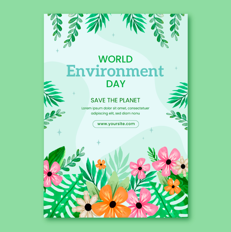 世界环境日水彩海报设计素材0