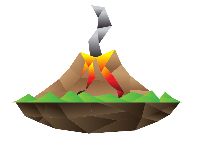多边形火山喷发插画0