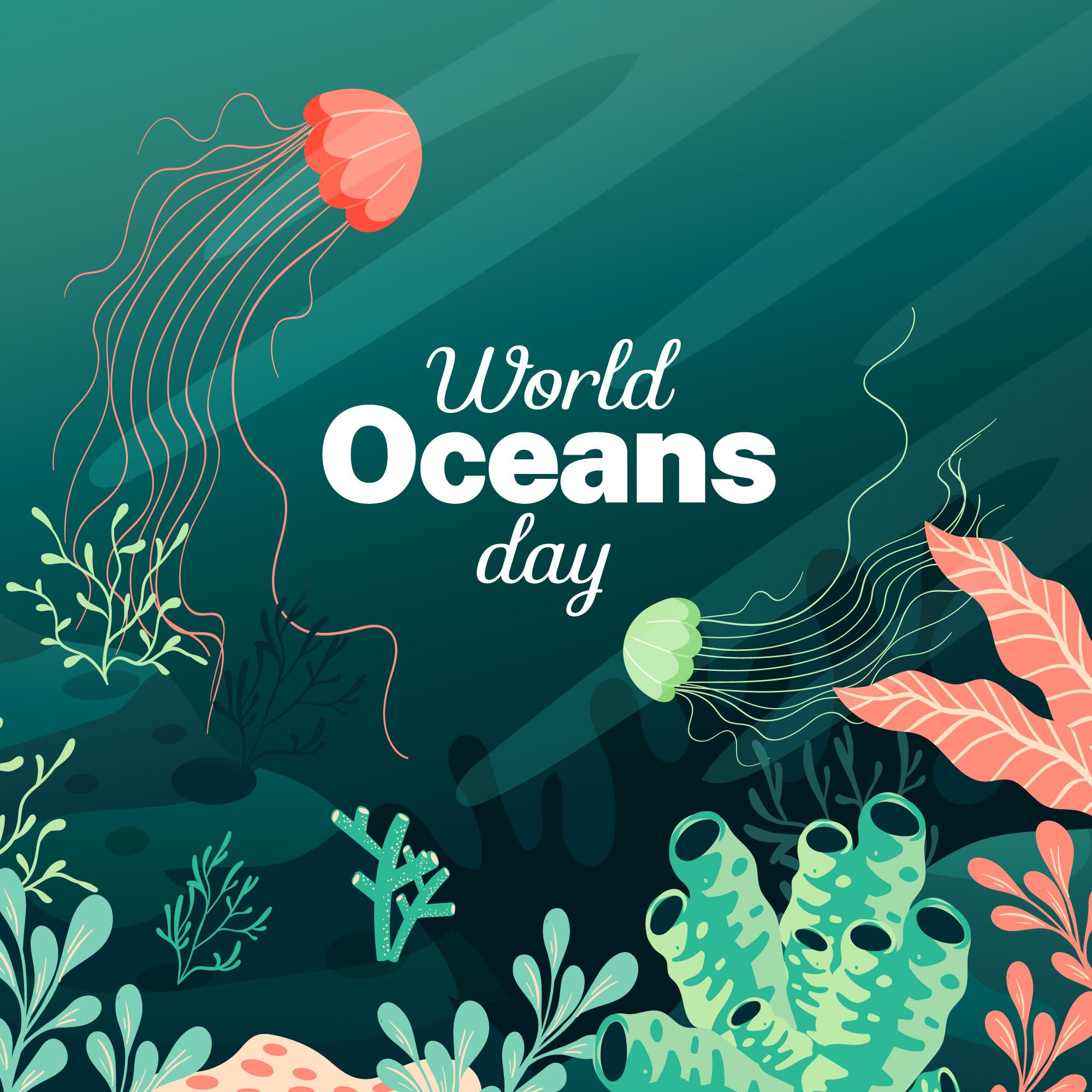世界海洋日海底世界水母图画0