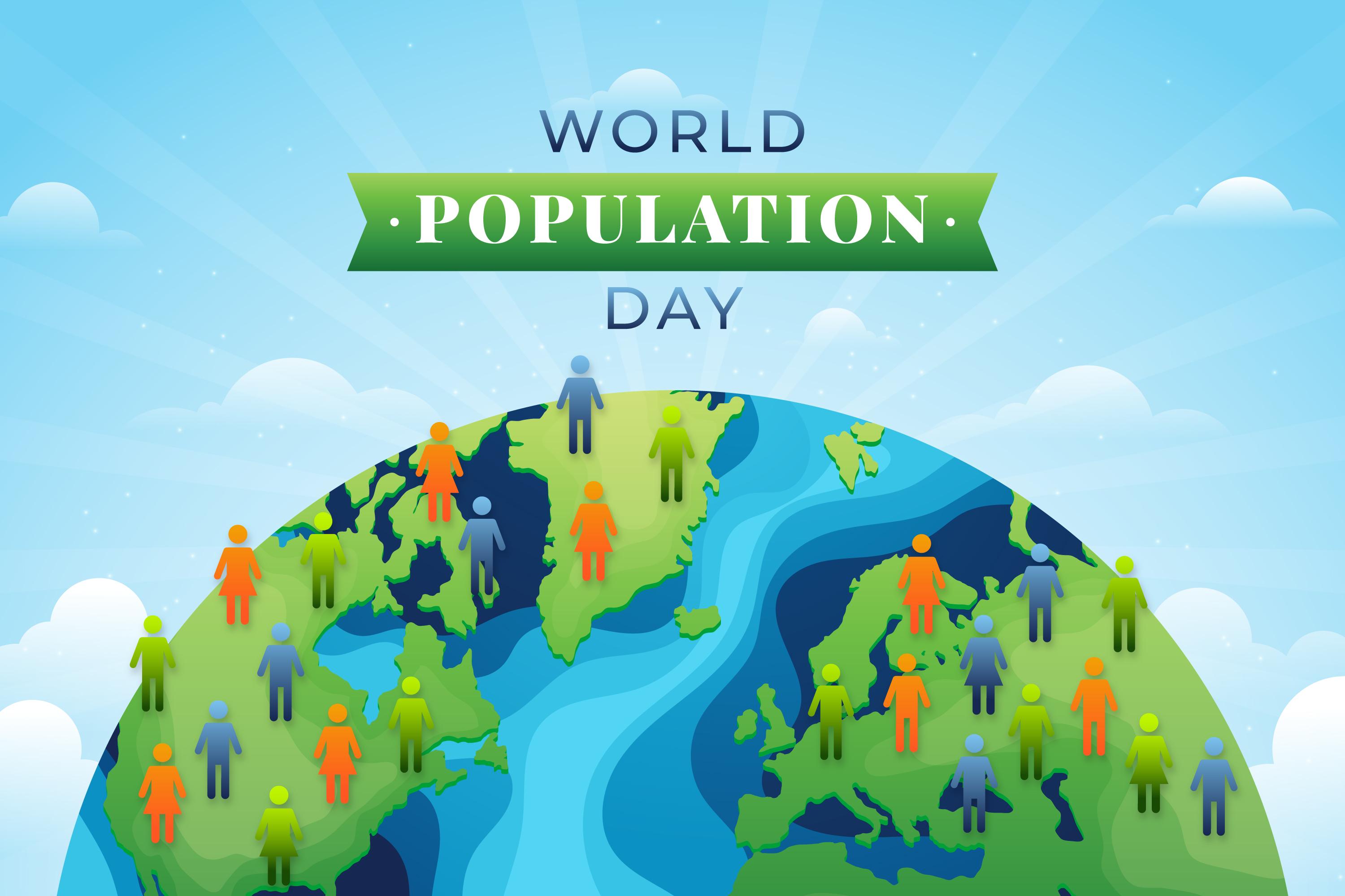 世界人口日手绘地球人口插图0