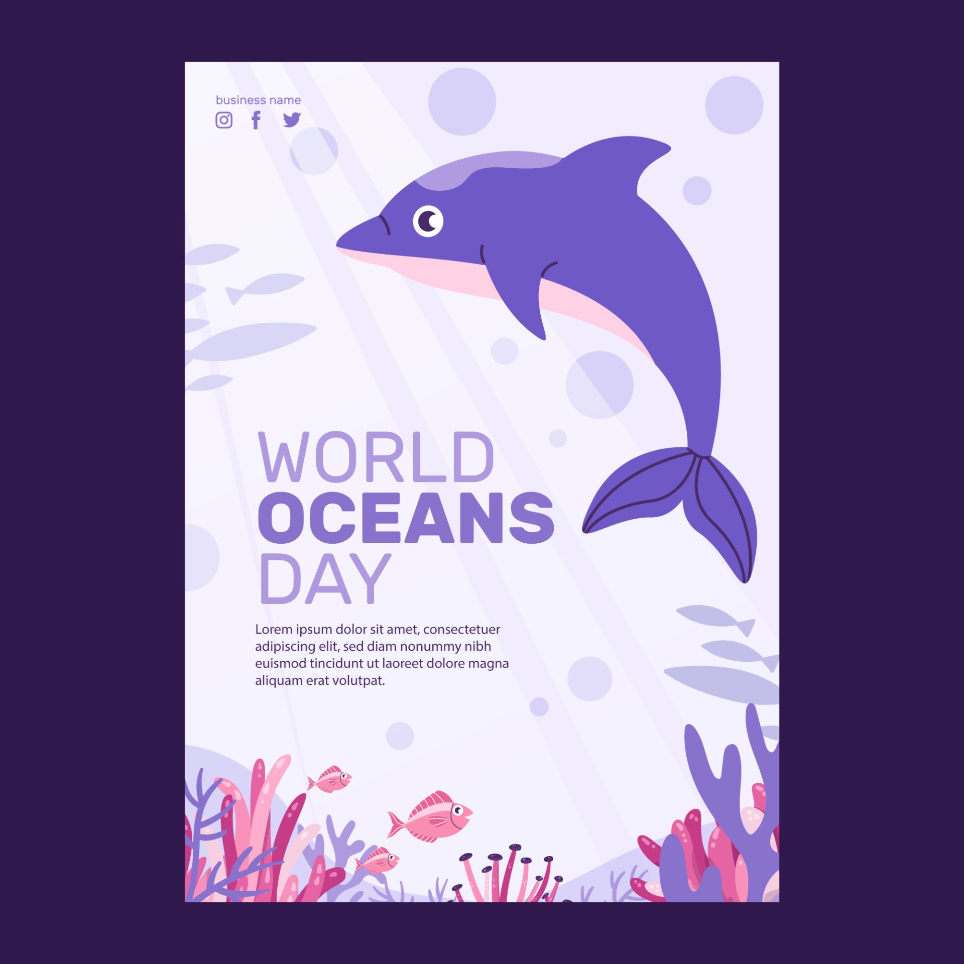 世界海洋日海豚海报设计0