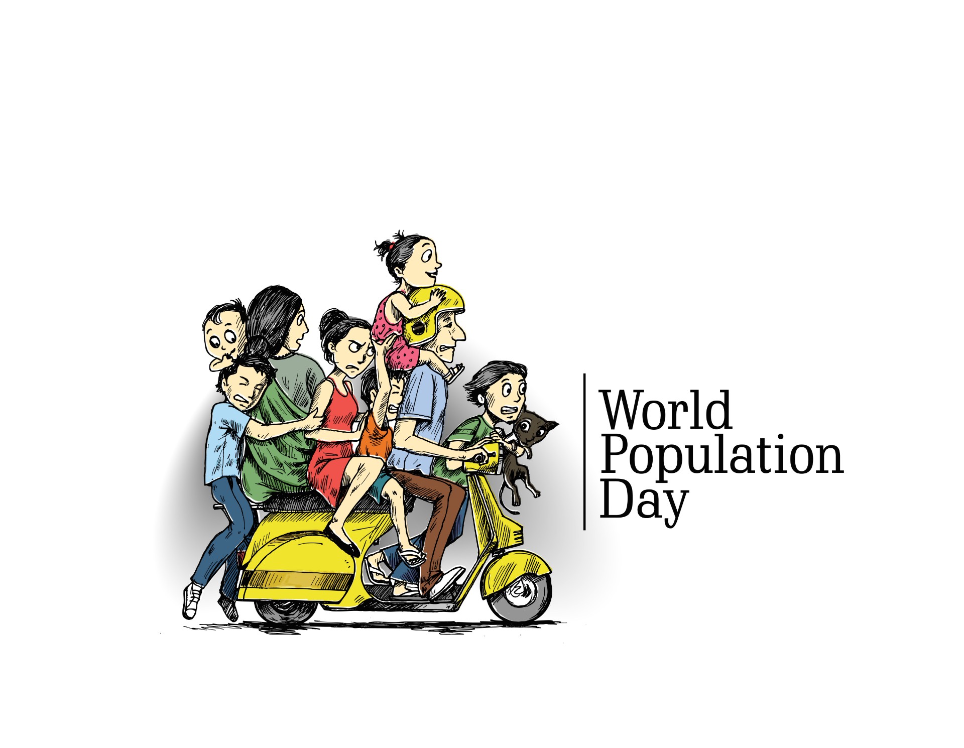 世界人口日主题一群人骑摩托车插图0