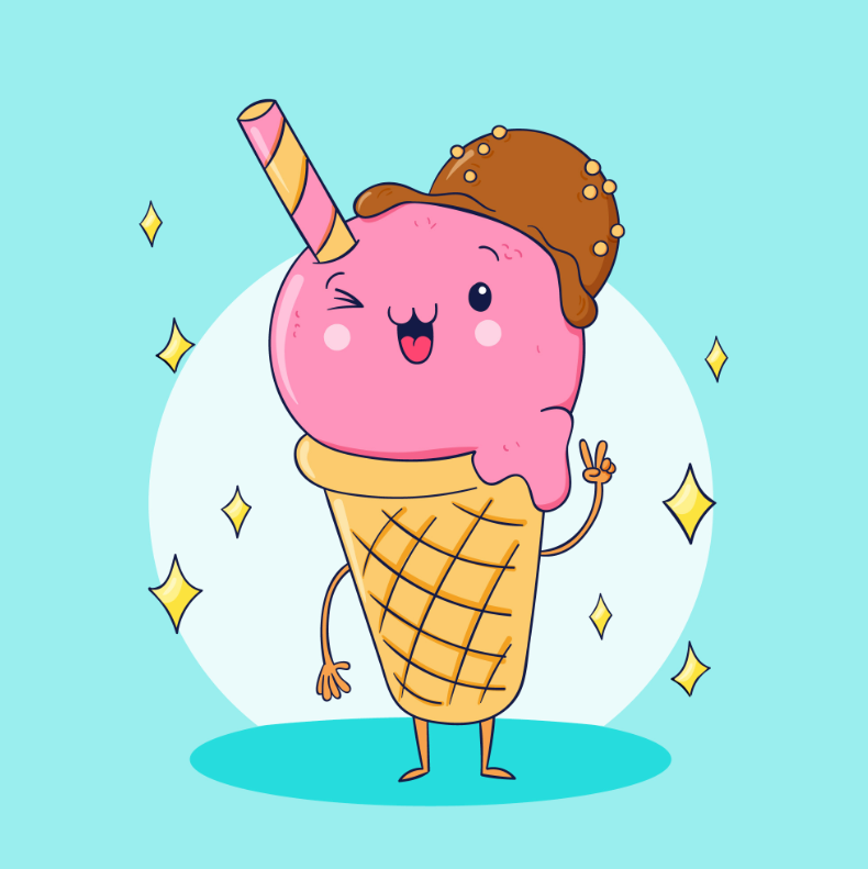 可爱的冰淇淋插画0