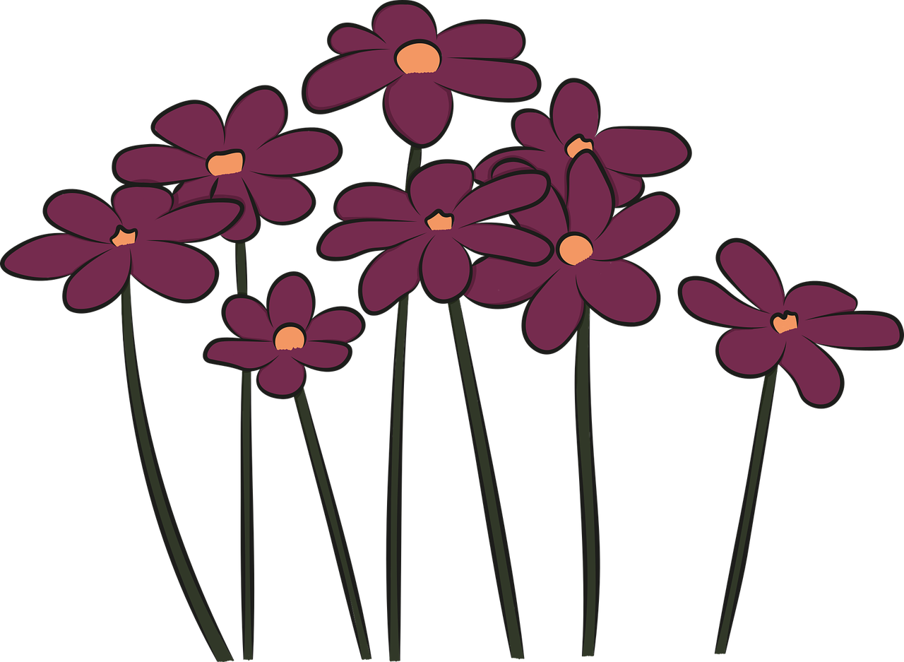 简单手绘紫色花朵插图0