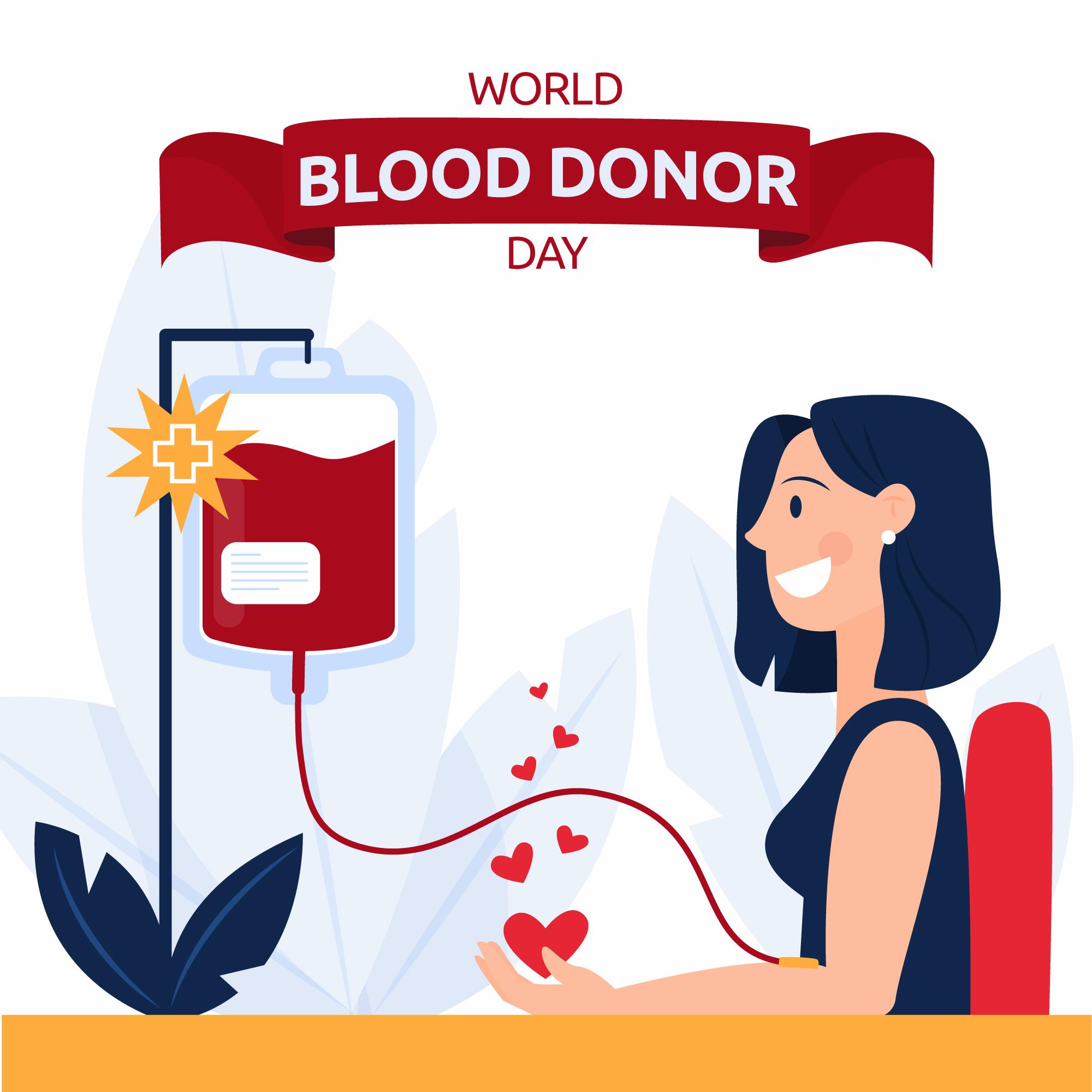 世界献血者日女生献血插画0