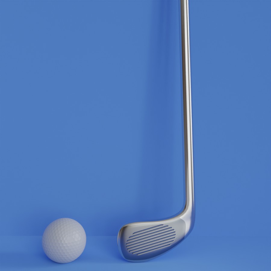 高尔夫球杆和球3d模型0