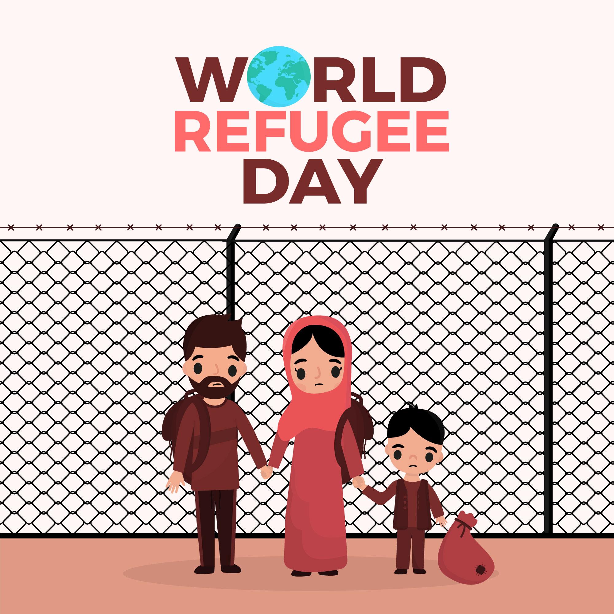 世界难民日卡通插图0