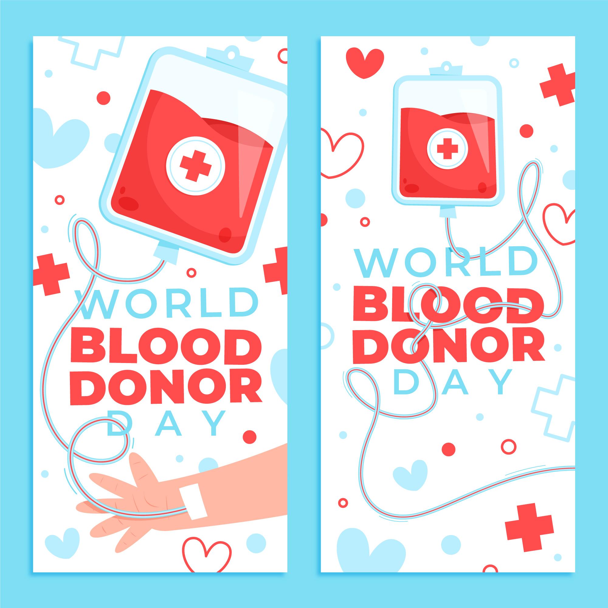 世界献血者日宣传手绘卡通海报0