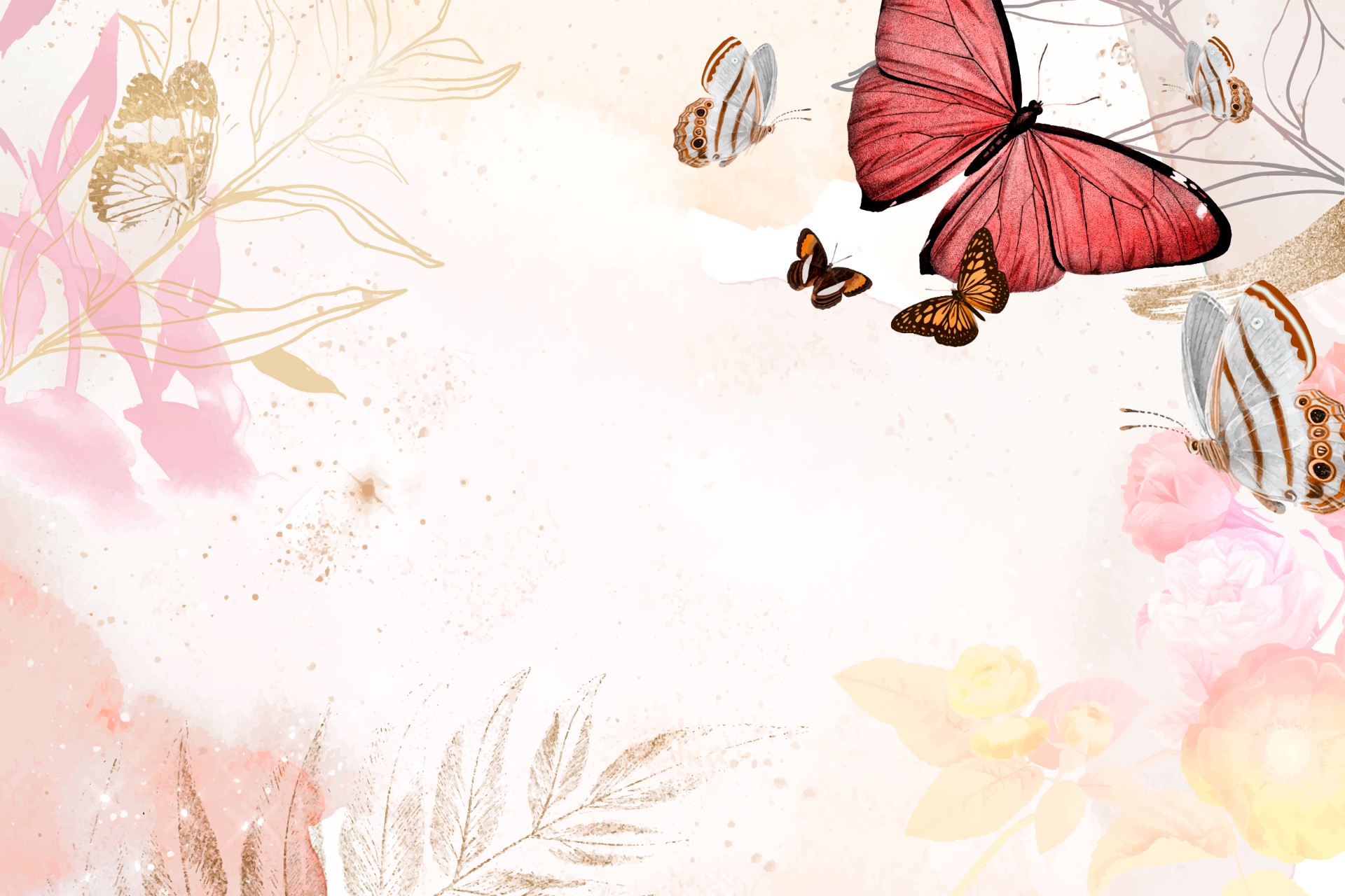 蝴蝶与花美学壁纸插图0
