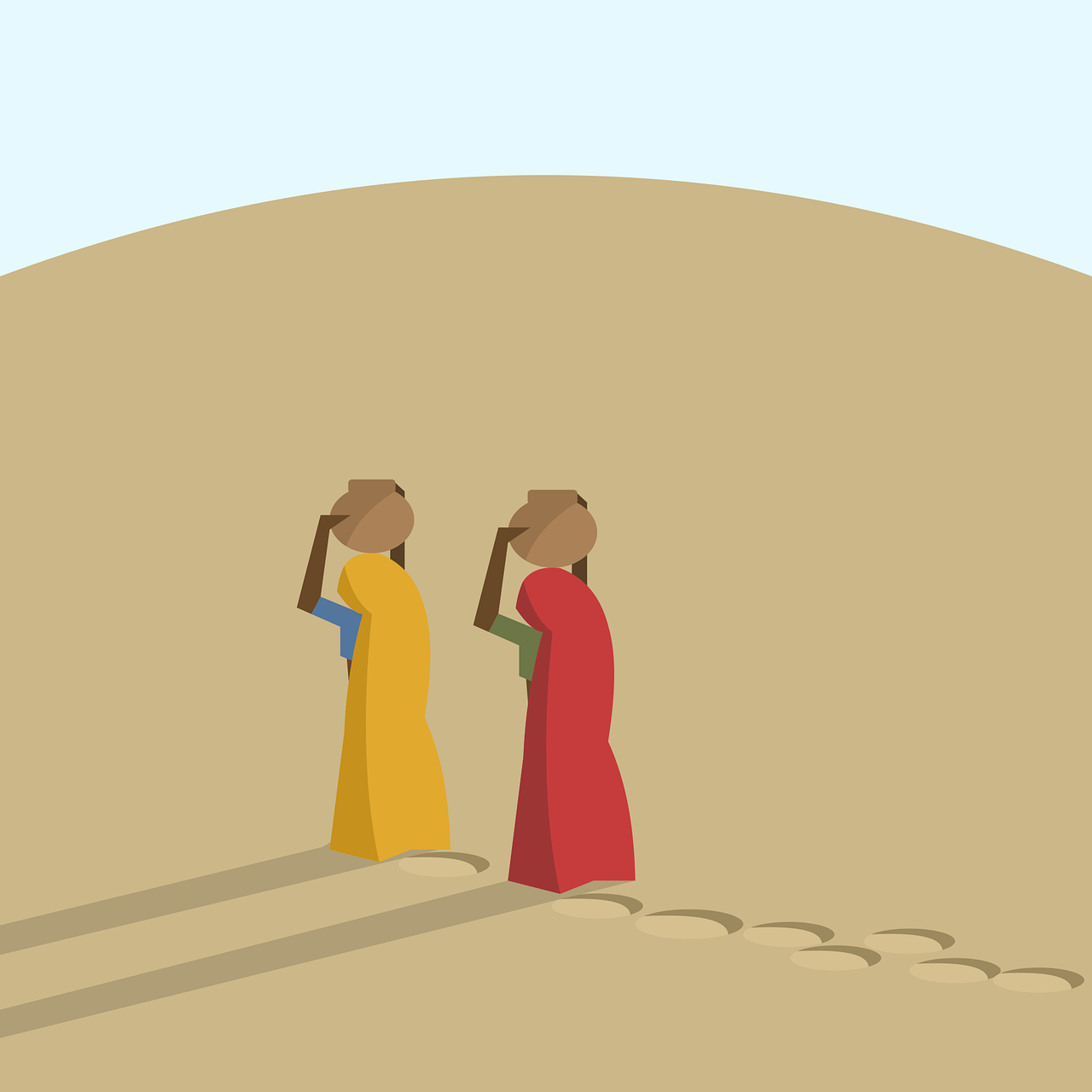 沙漠端水行走的女性插图0