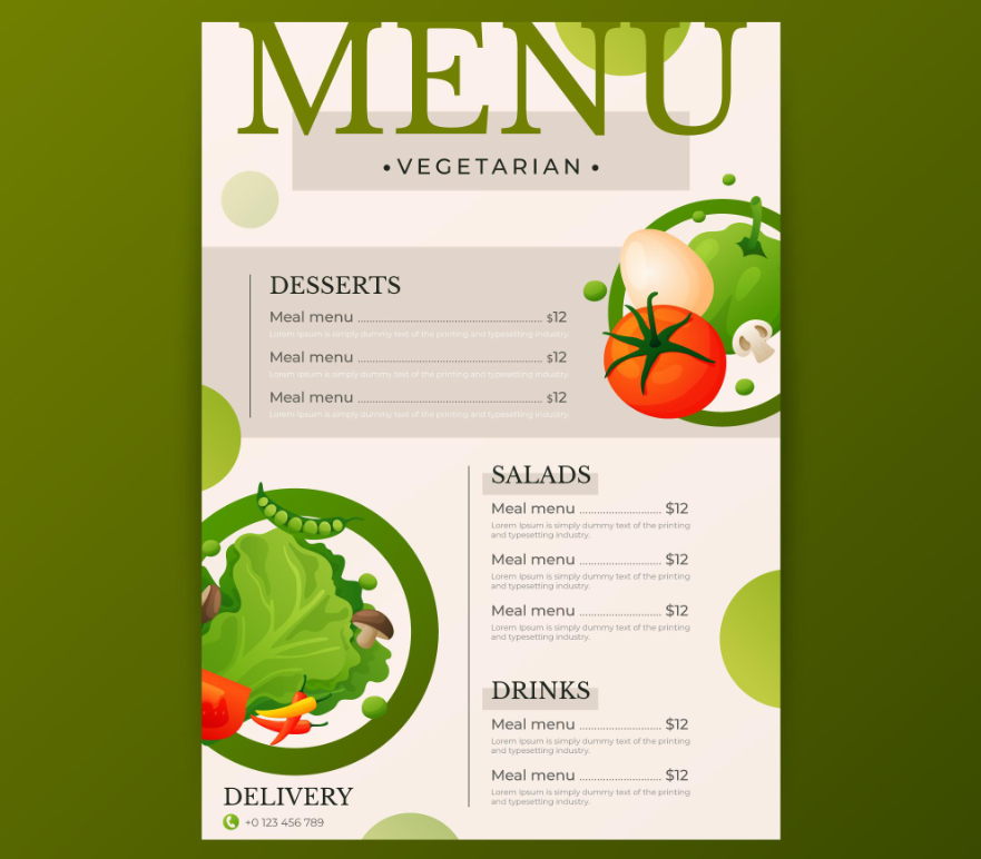 素食餐厅菜单设计素材0