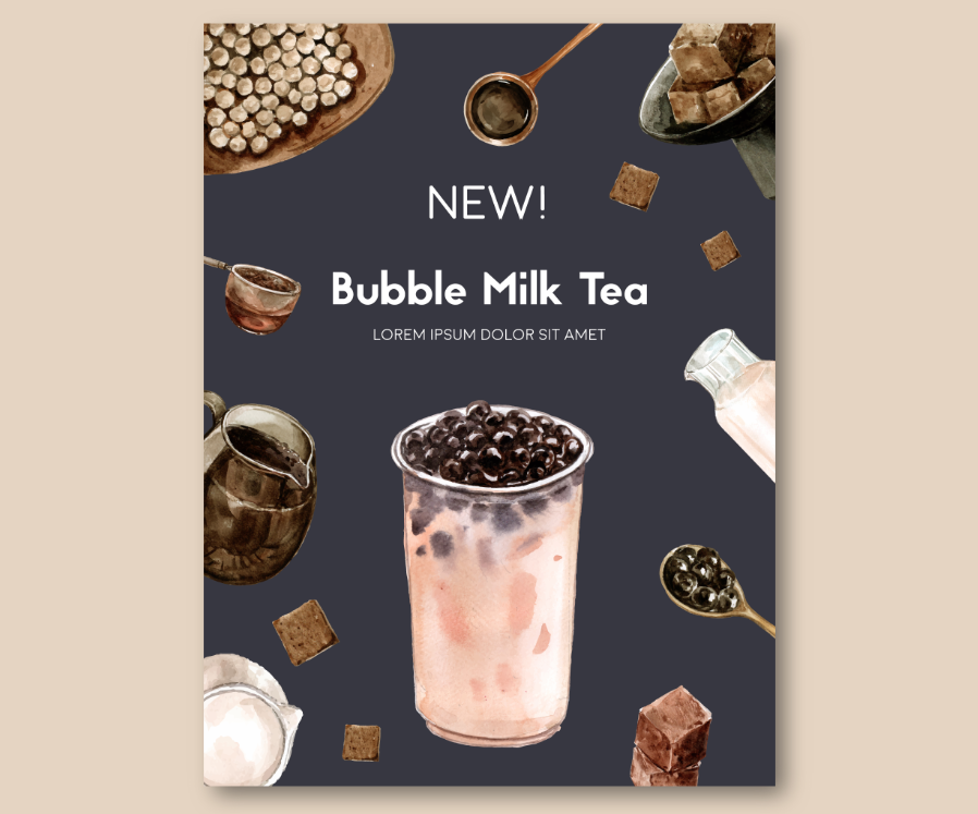 奶茶新品海报模板0