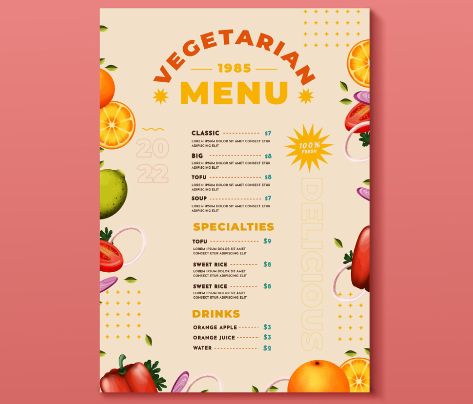 素食餐厅菜单设计模板0