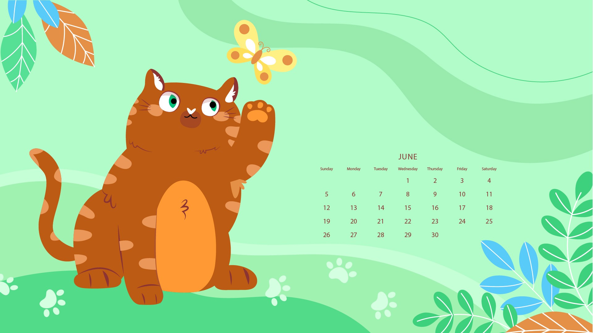 2022年6月小猫日历桌面壁纸0