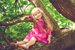 坐在树上的女孩图片素材,高清图片素材