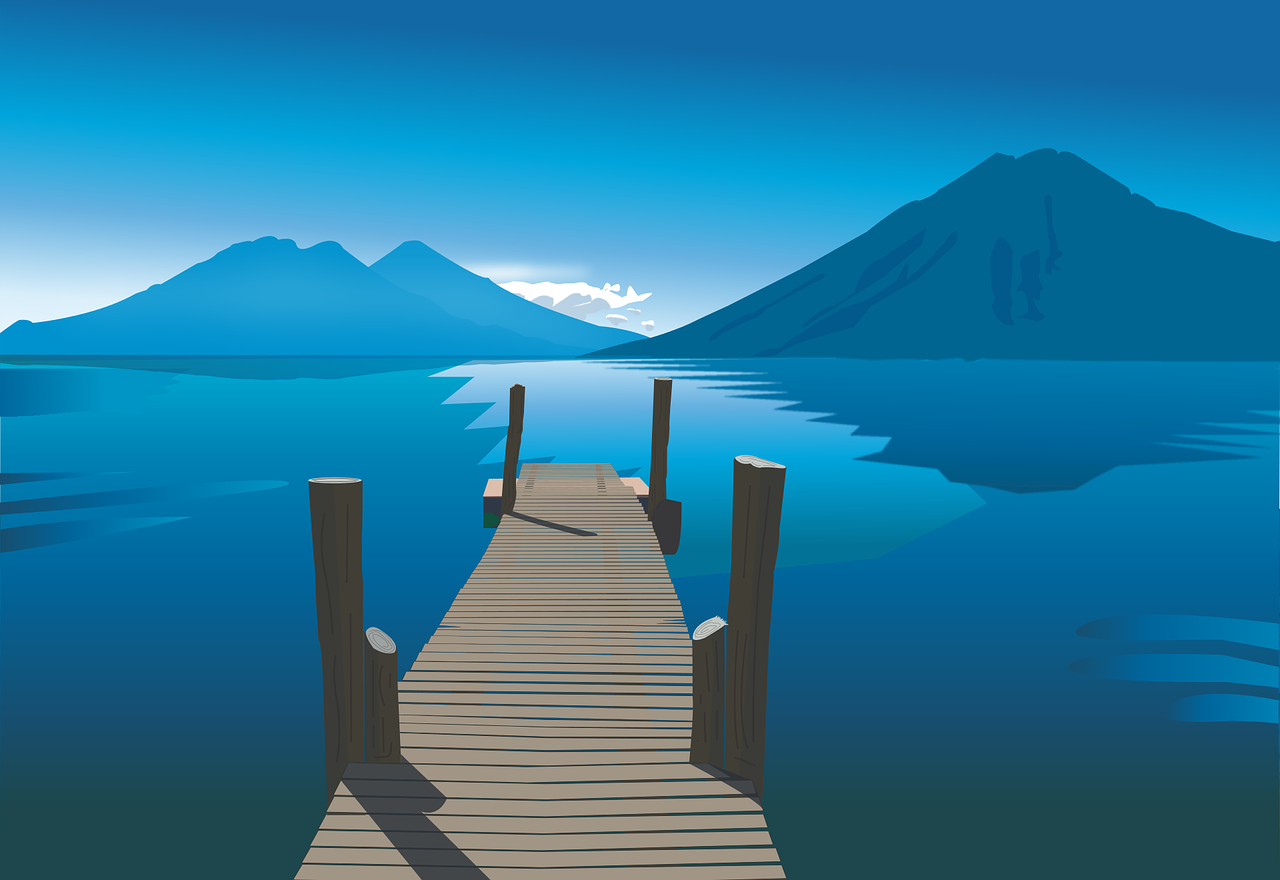 蓝色湖泊风景插图0