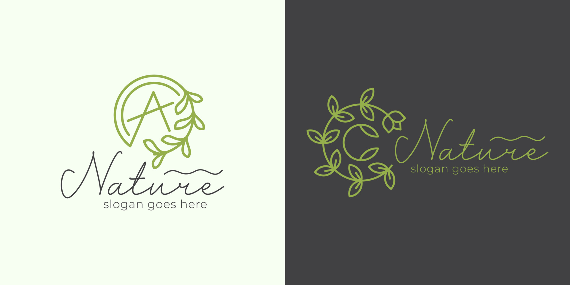 绿叶植物与字母品牌logo0