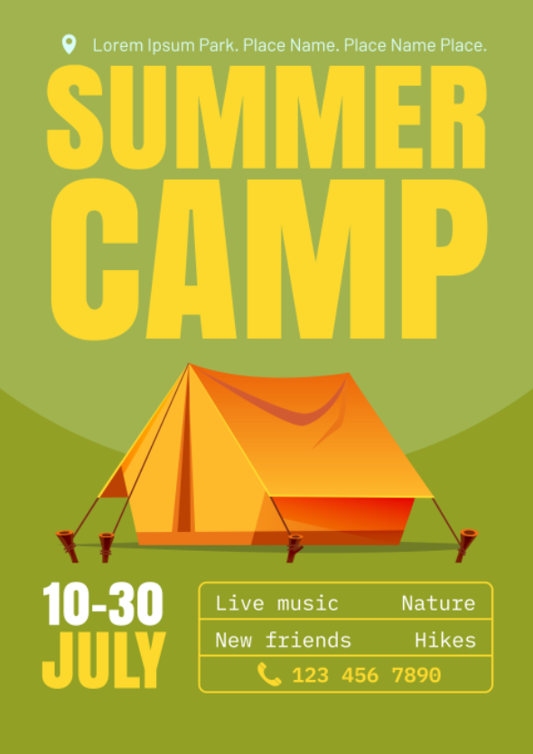 夏季露营宣传海报模板0