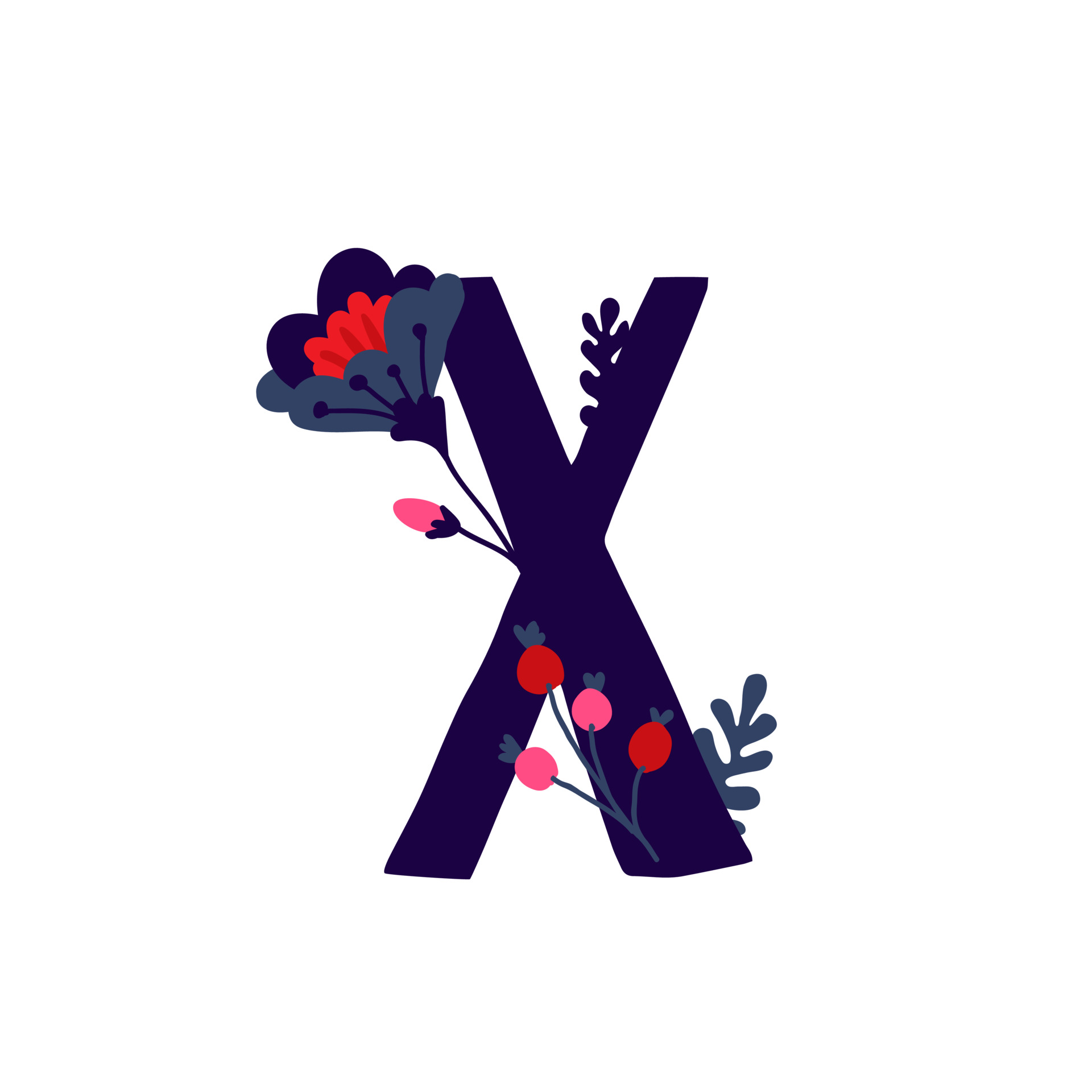 字母x和花卉logo0