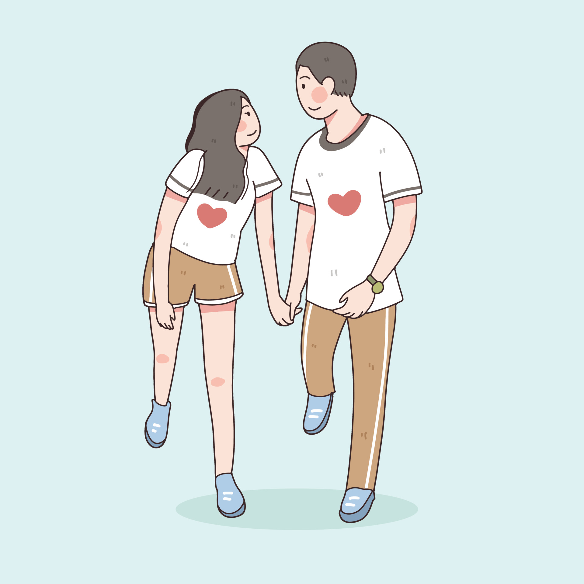 穿着爱心T恤的情侣插图0