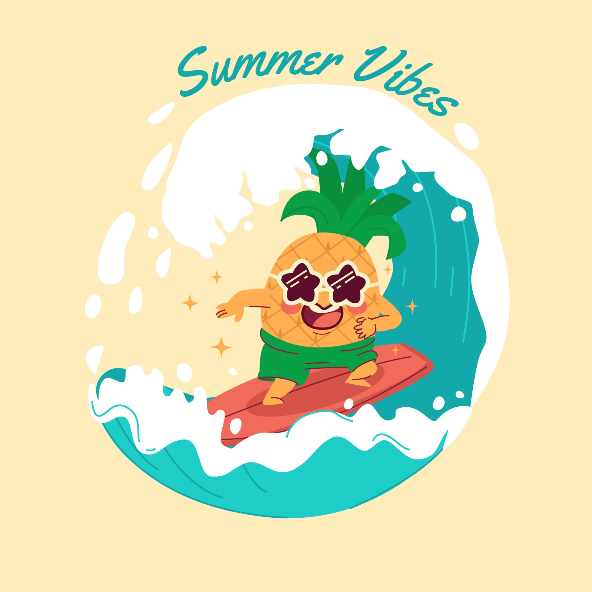 夏季菠萝冲浪插图0