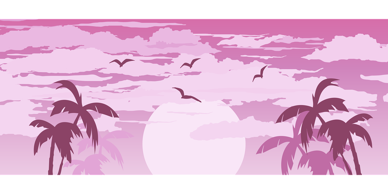 粉色海岛风景插图0