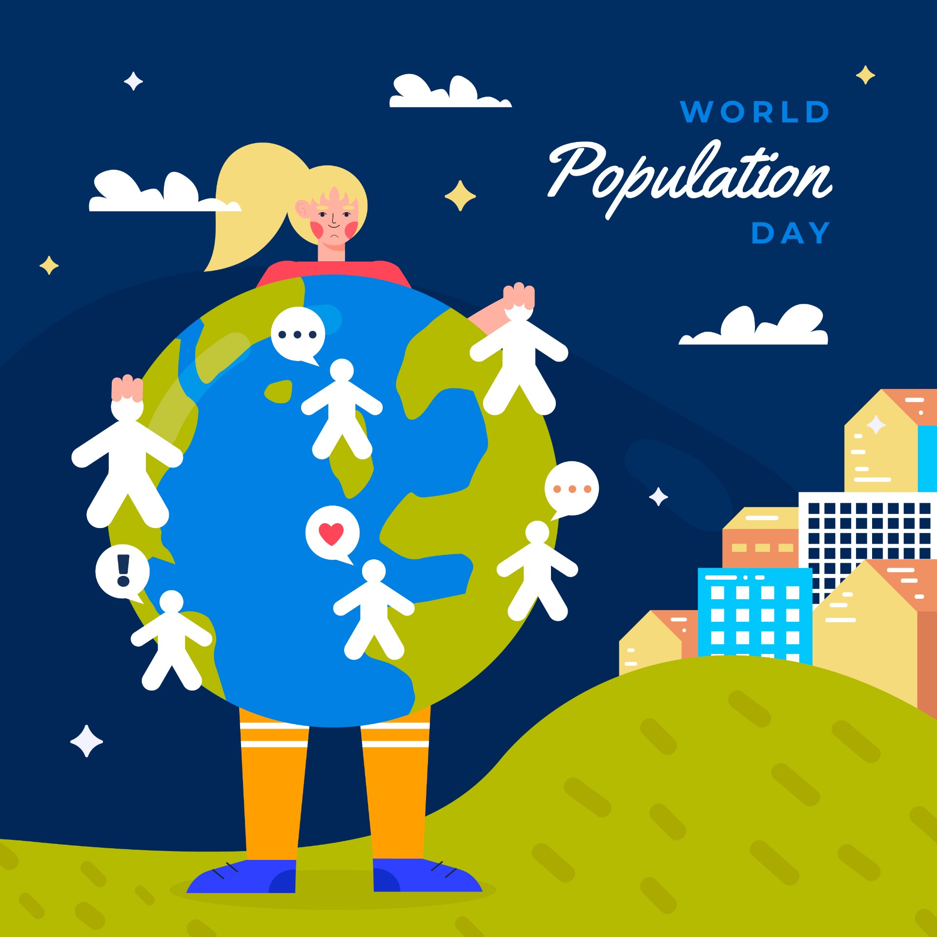 世界人口日宣传插画0