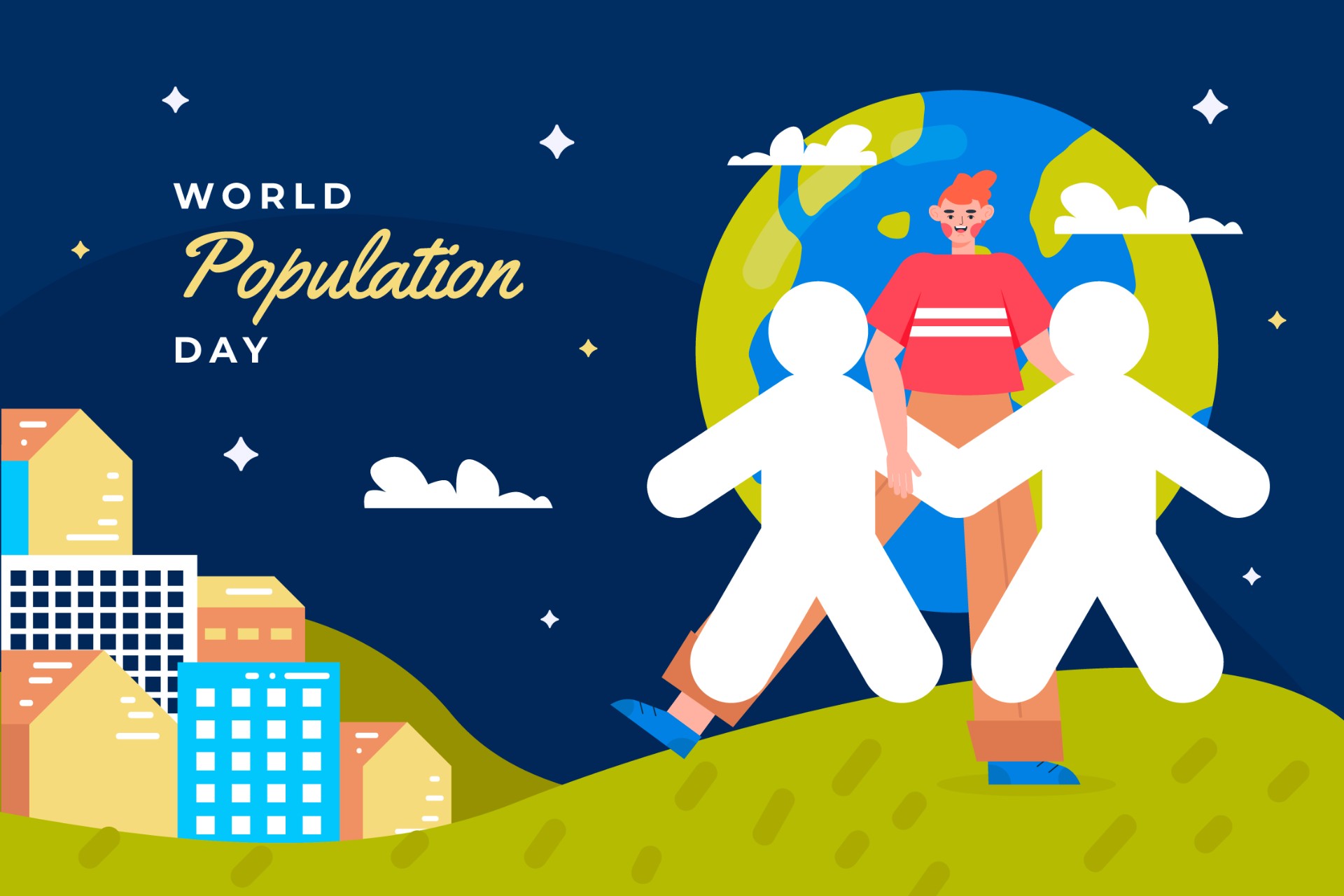 世界人口日海报手绘图片0