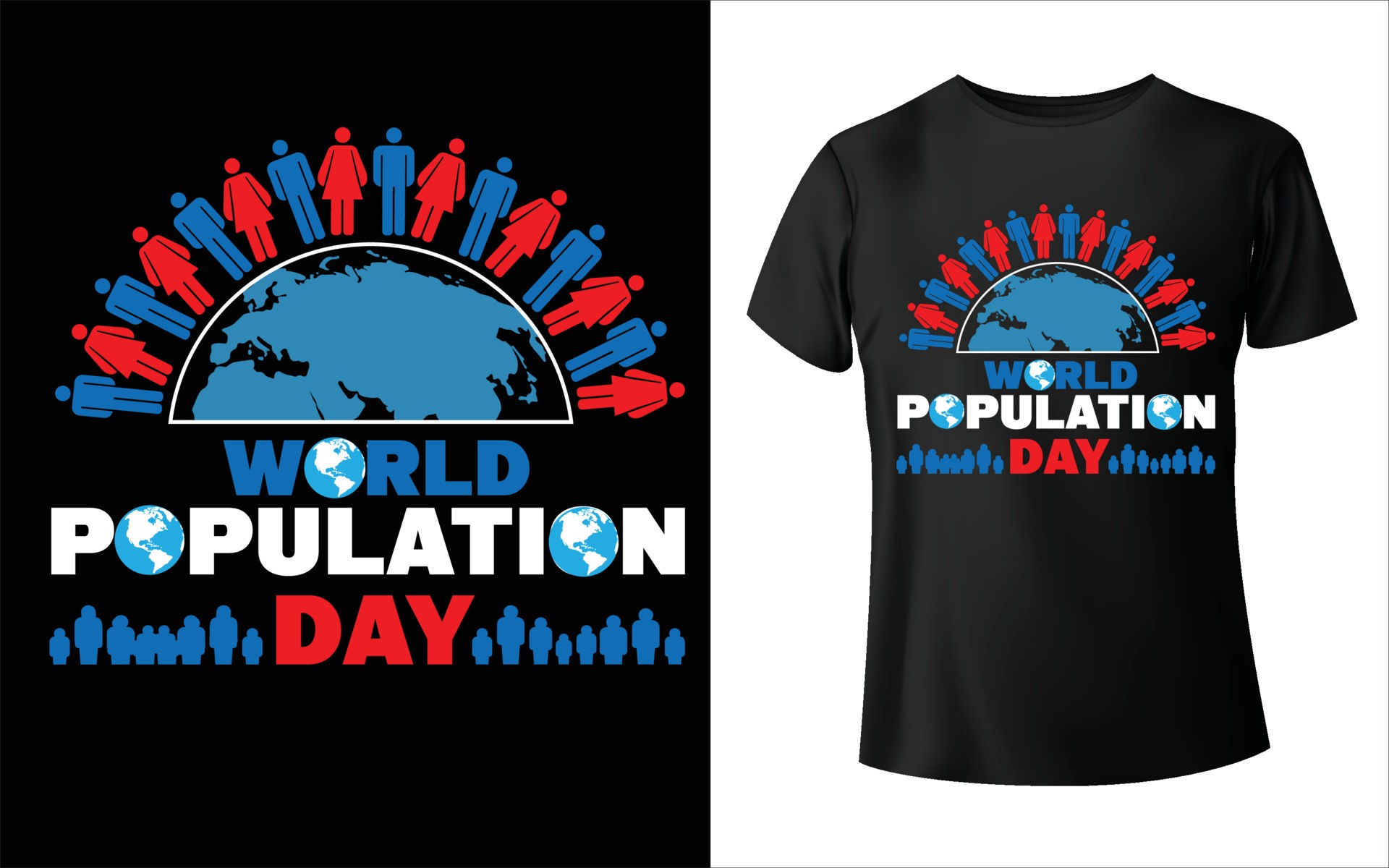 世界人口日T恤模板0