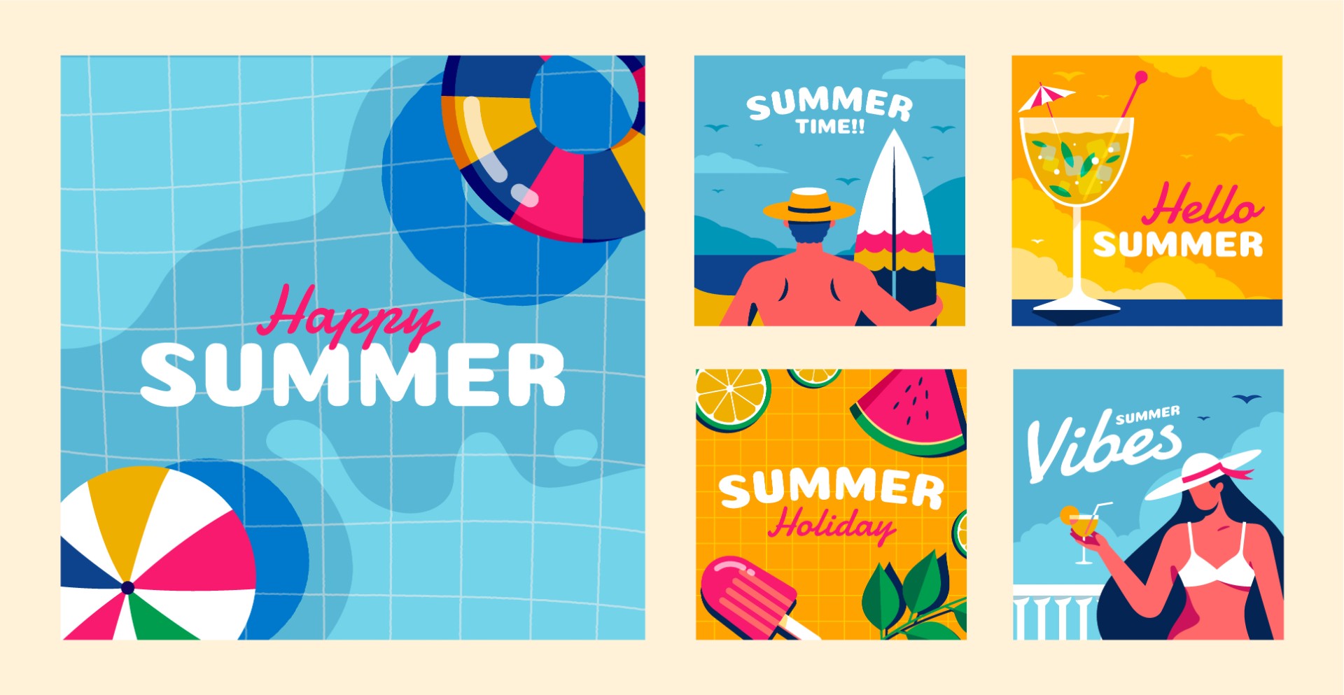 夏天暑假度假海报模板0
