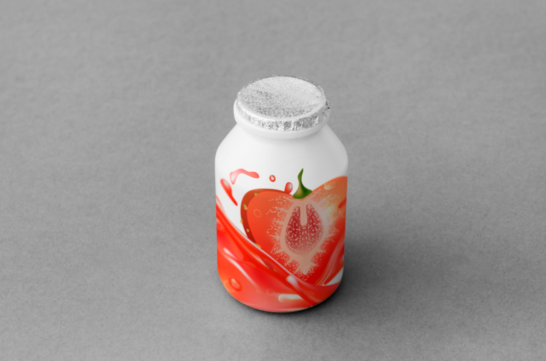 酸奶瓶贴图样机0