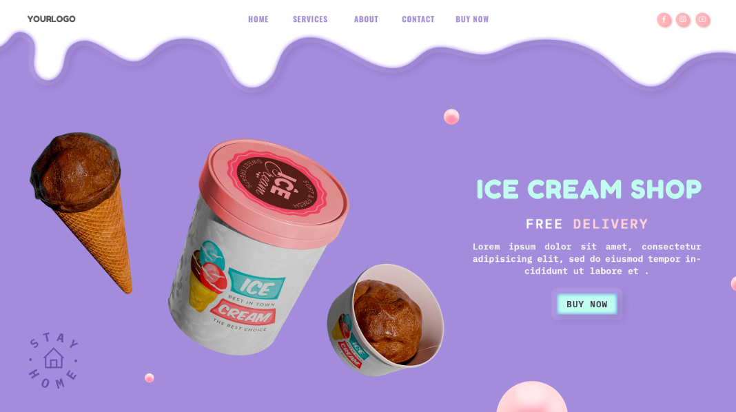夏日冰淇淋网页设计素材0