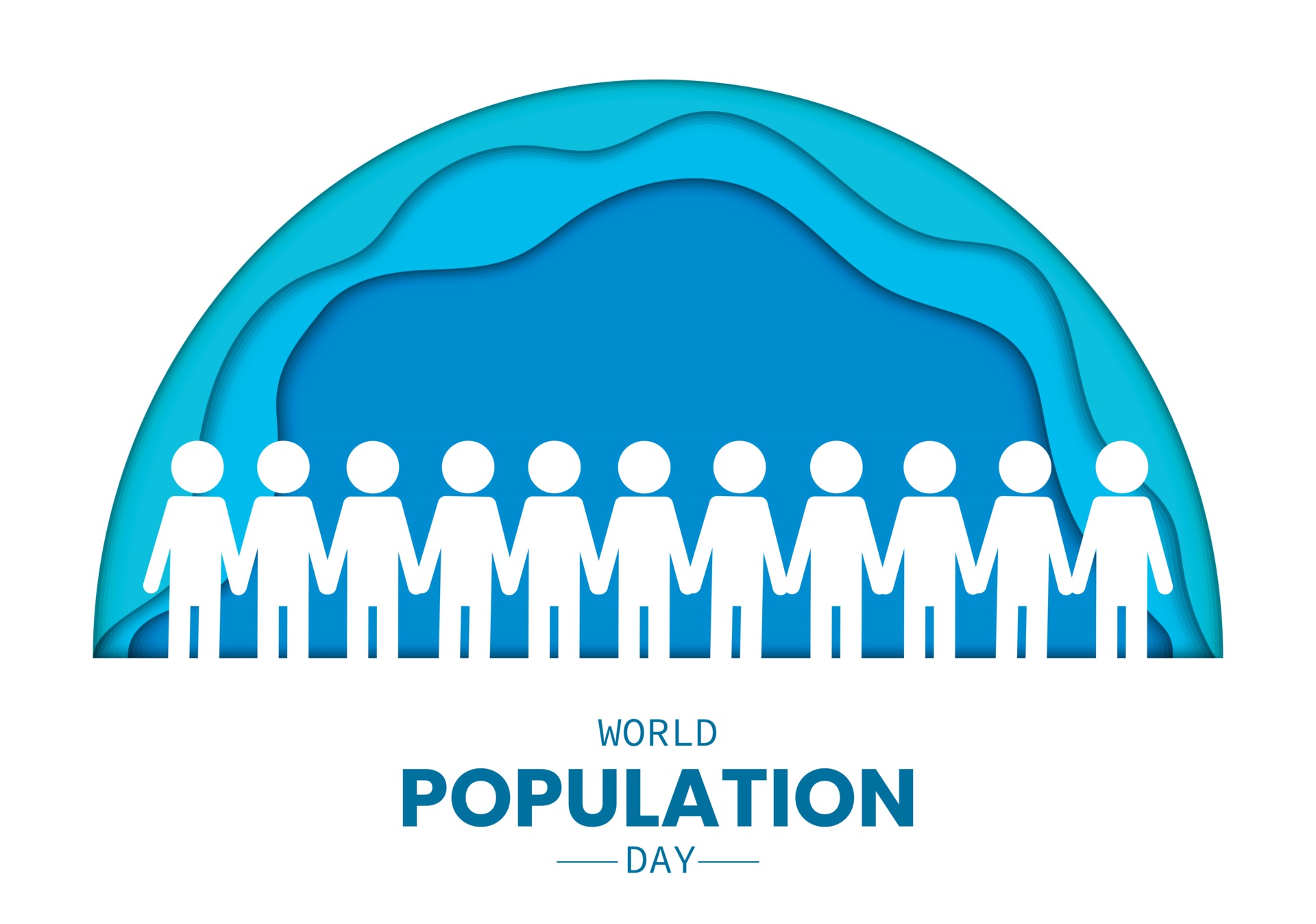 世界人口日剪纸插图0