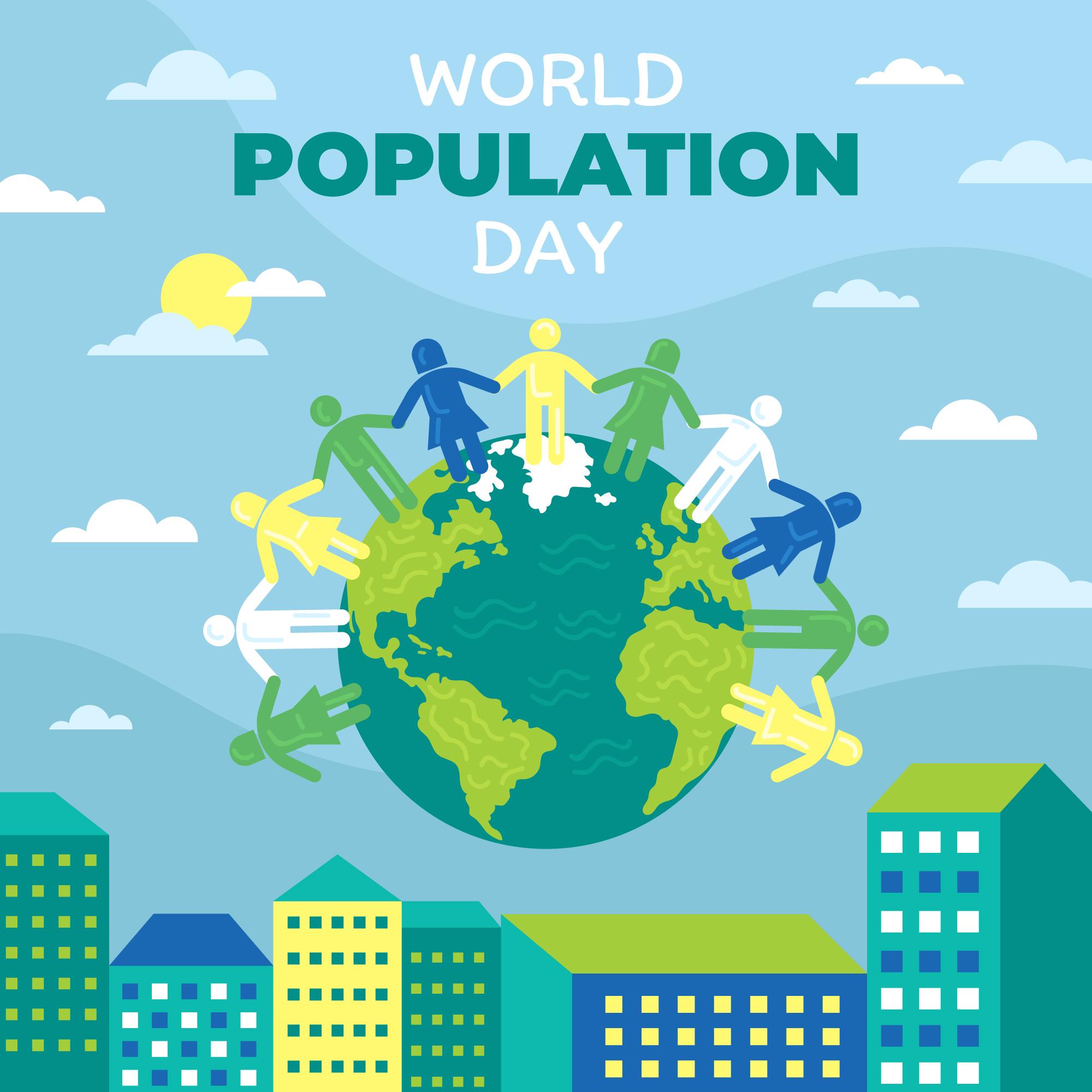世界人口日人们围着地球插图0