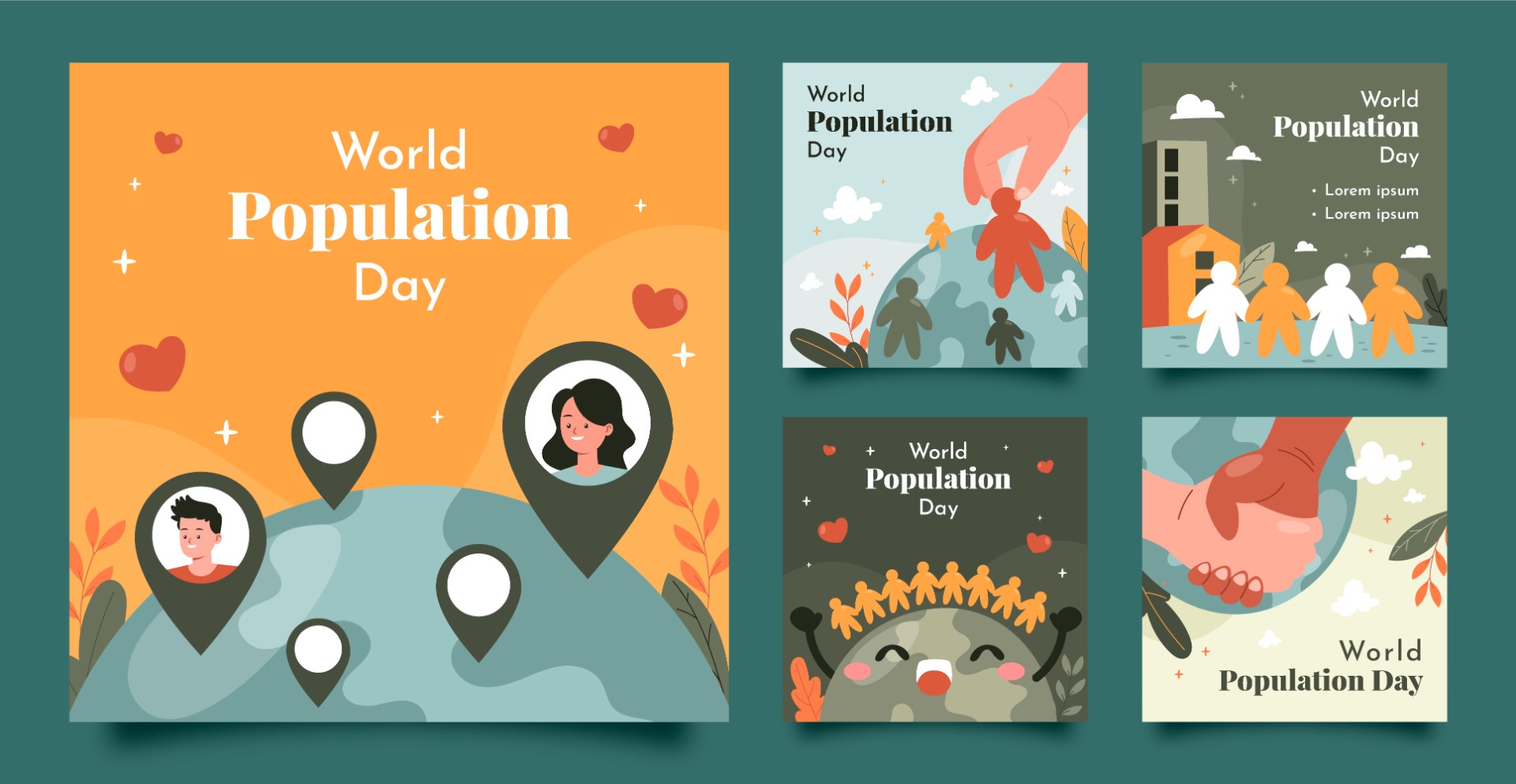 世界人口日漫画风格插图0