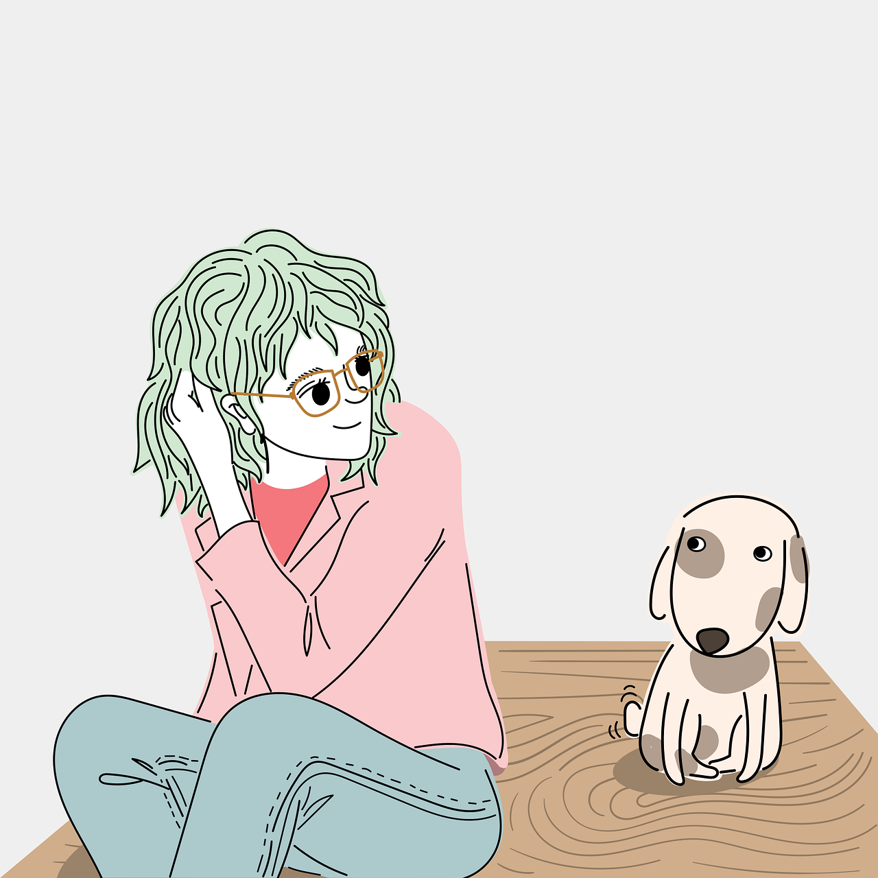 女孩和小狗插图0