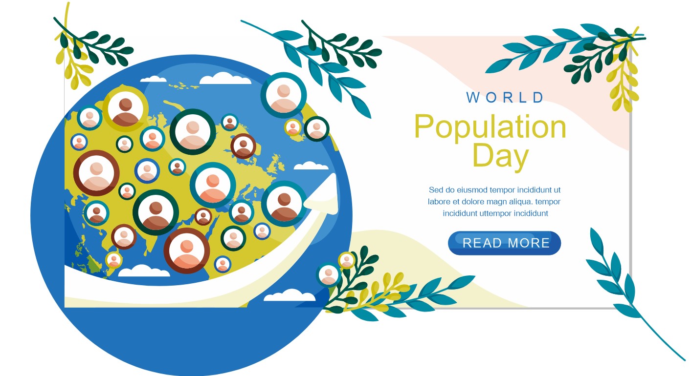 世界人口日宣传主题手绘海报0