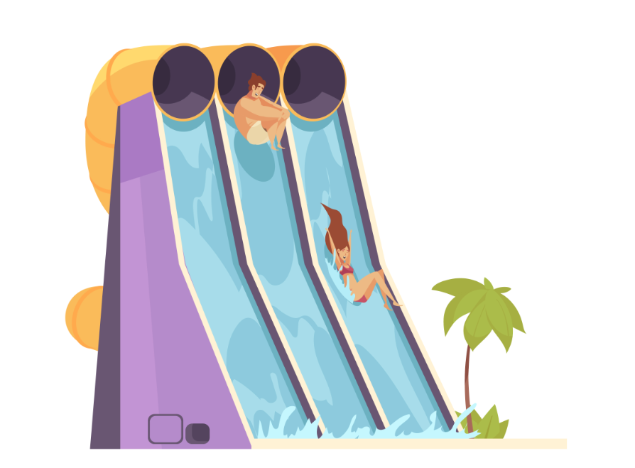 水上乐园水滑梯插画0