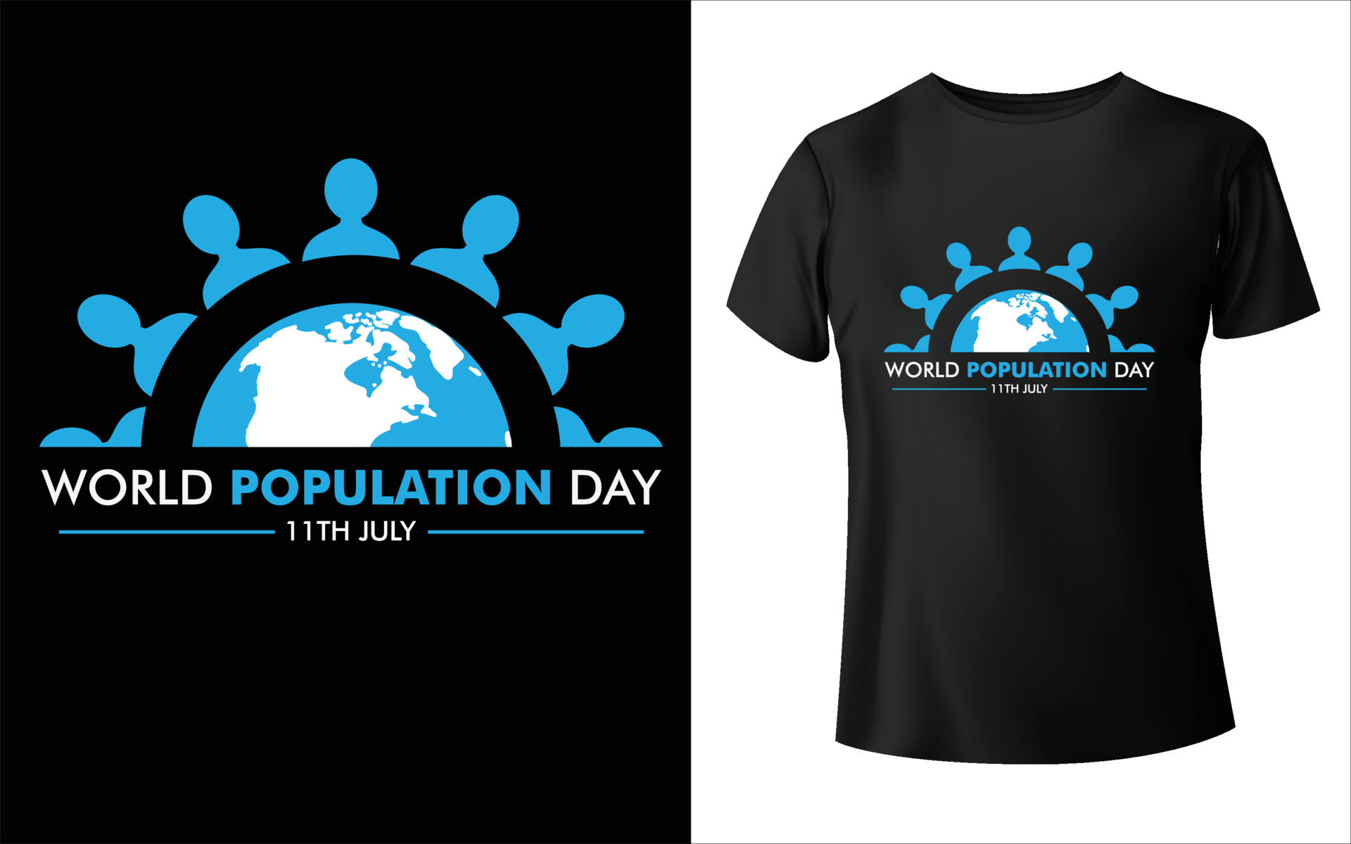 世界人口日T恤图案模板0
