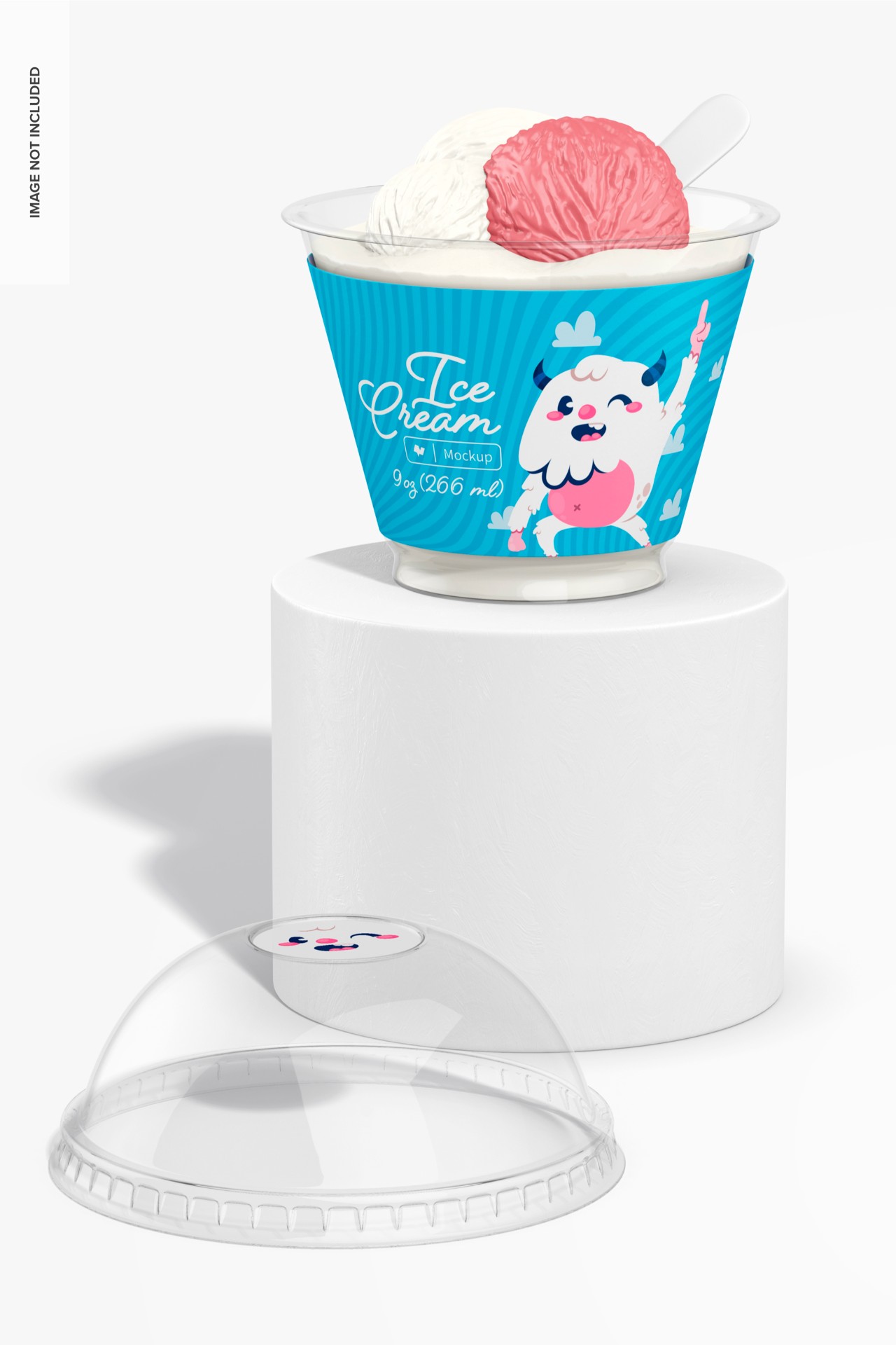 带盖子的冰淇淋球杯样机模型0