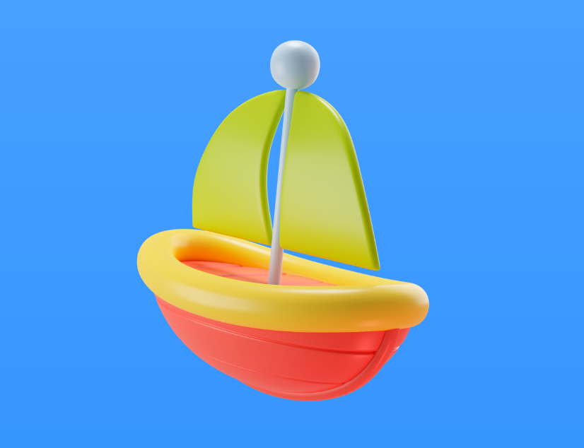 儿童玩具小船插画0