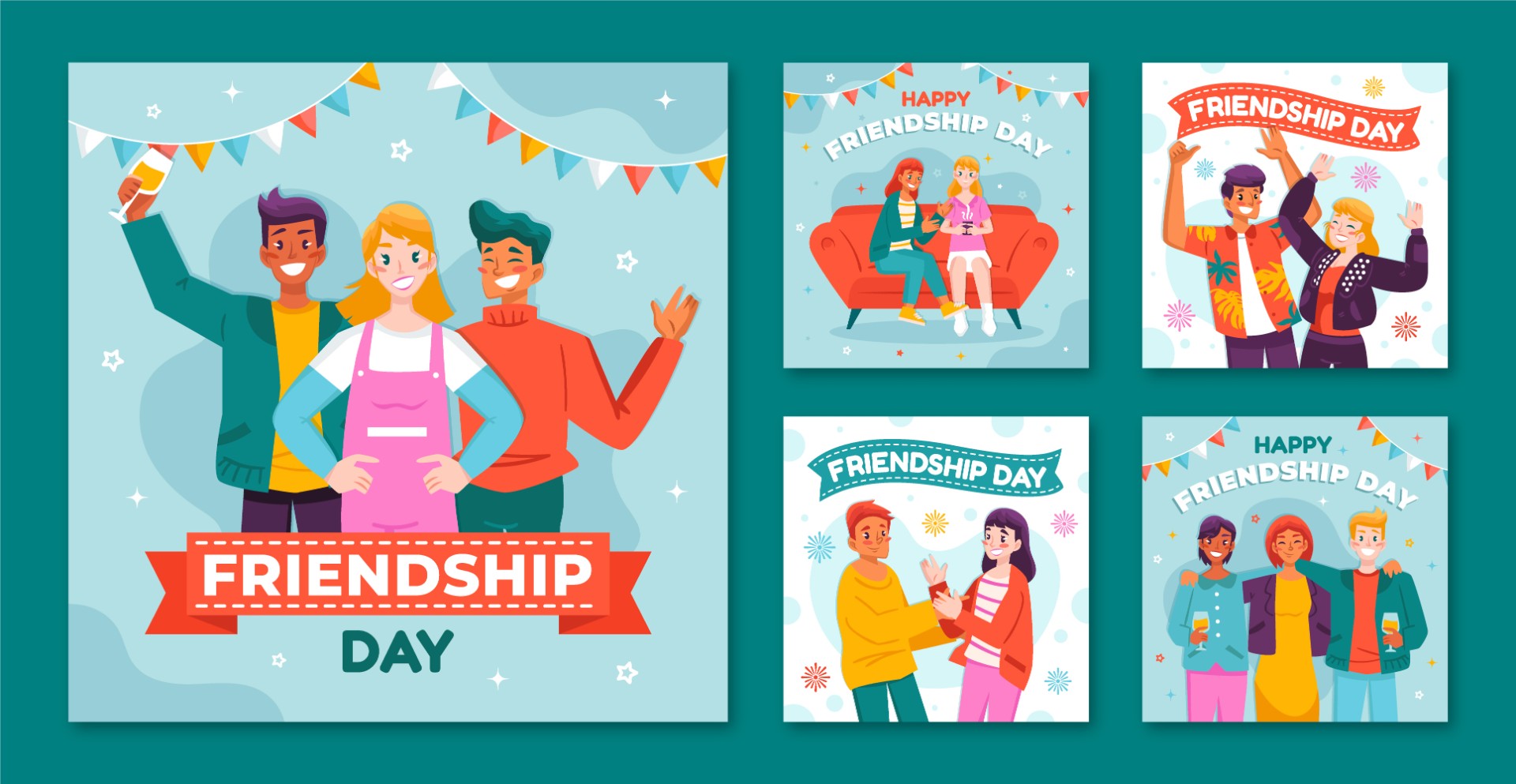 国际友谊日快乐海报模板0