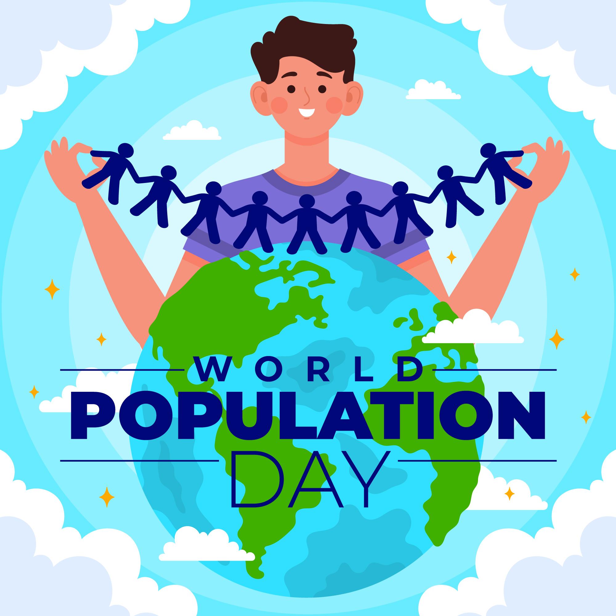 世界人口日主题手绘插图0