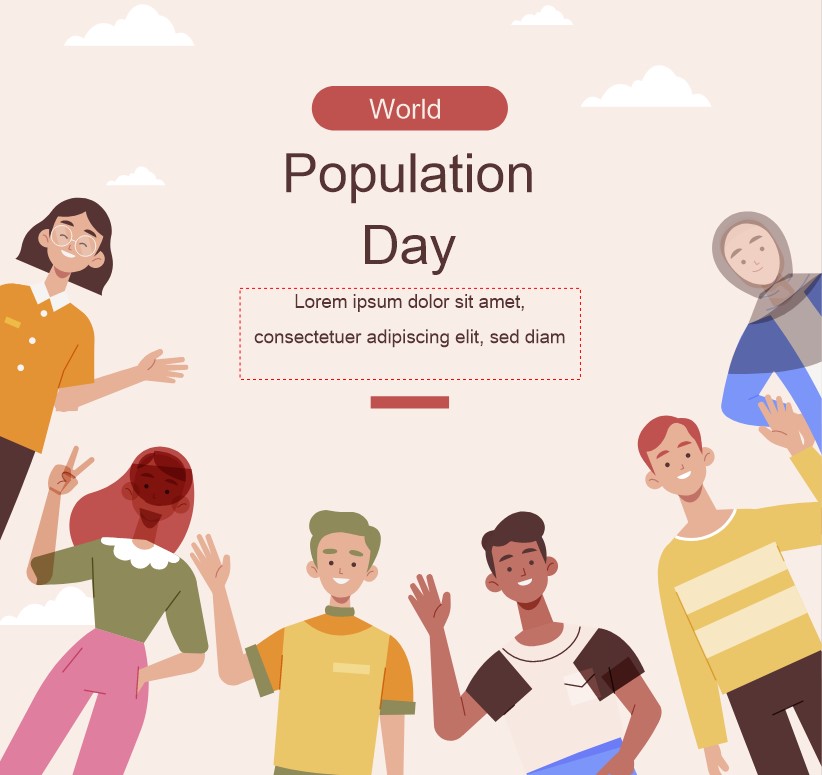 世界人口日宣传手绘插图0